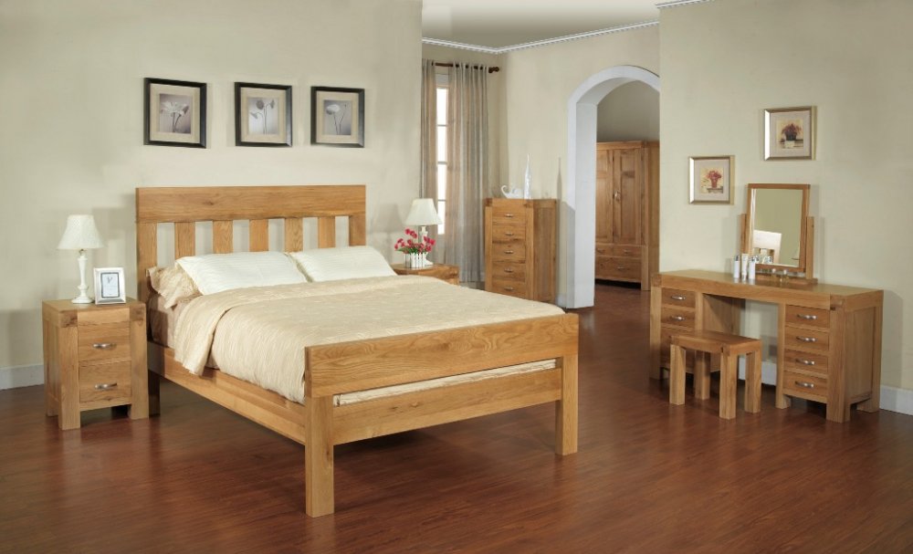Santana Blonde Oak Bed Double 4ft 6in - Click Image to Close