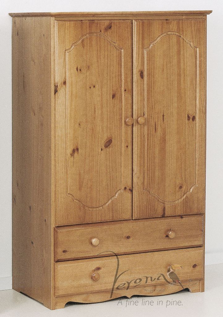 Verona Antique Pine Wardrobe Tall Boy With Drawers - Click Image to Close