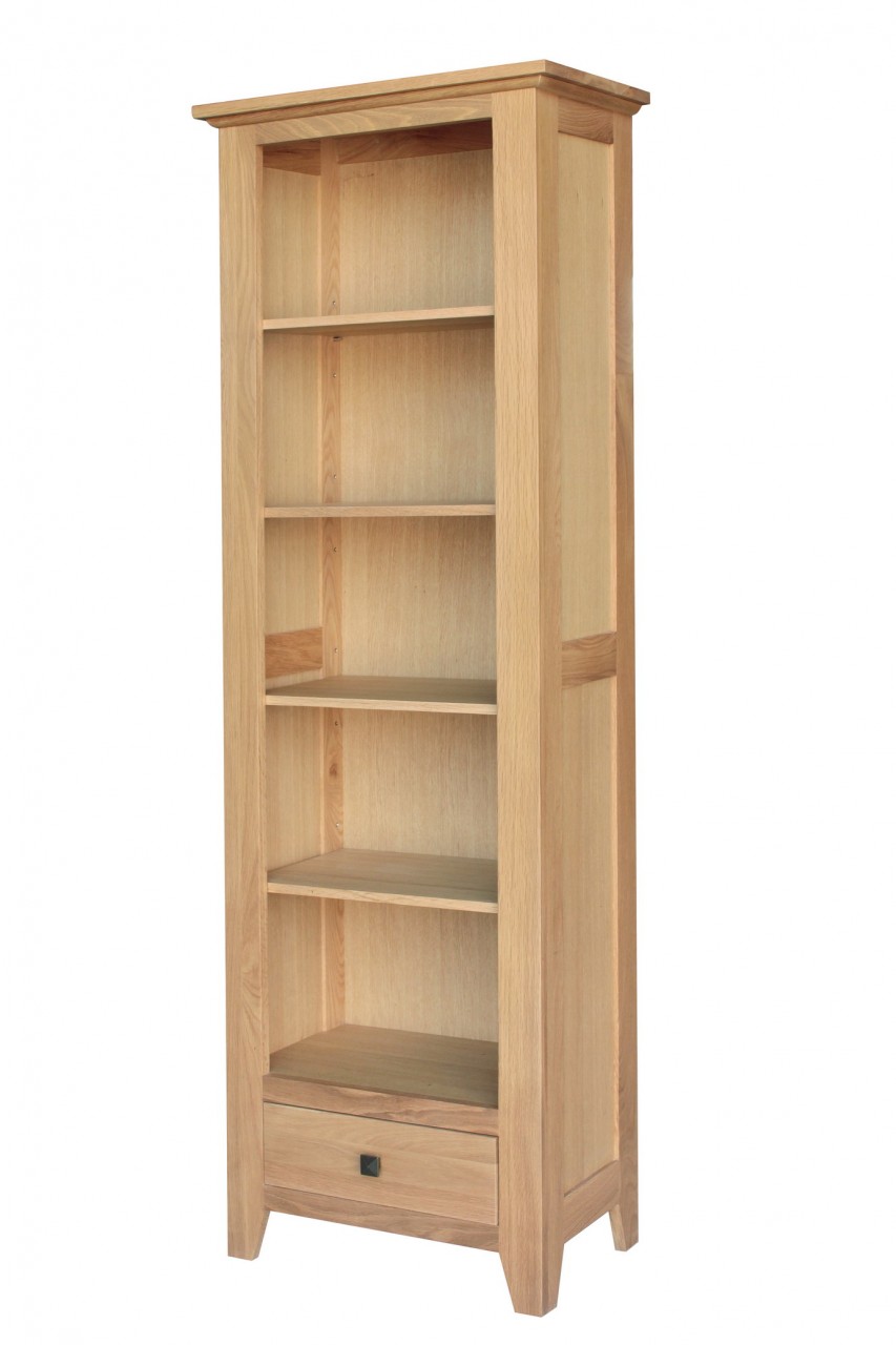 Avignon Solid Oak Bookcase Slim Tall - Click Image to Close