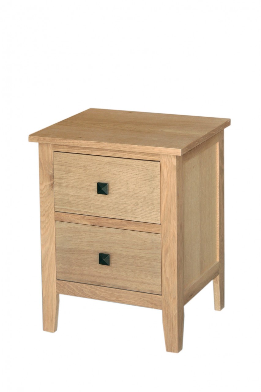 Avignon Solid Oak 2 Drawer Bedside Cabinet - Click Image to Close