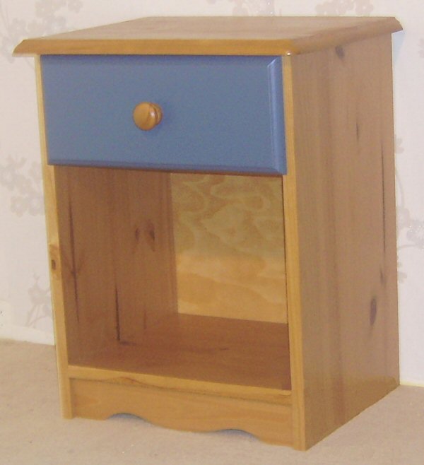 Verona Blue Pine Bedside 1 Drawer - Click Image to Close