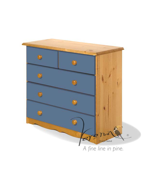 Verona Blue Pine Chest 3+2 Drawer - Click Image to Close