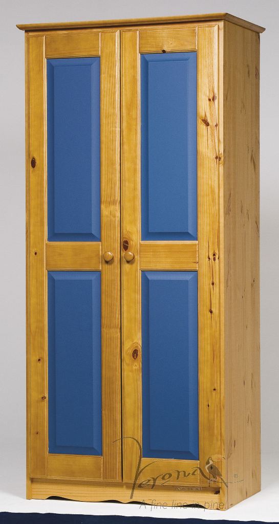 Verona Blue Pine Wardrobe 2 Door - Click Image to Close