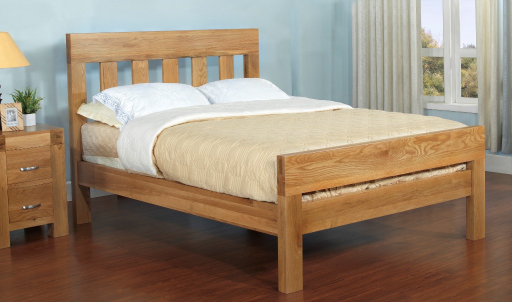 Santana Blonde Oak Bed Double 4ft 6in - Click Image to Close