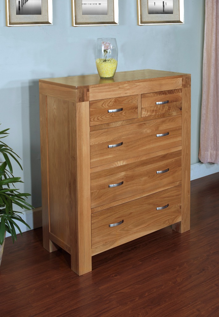 Santana Blonde Oak Chest of Drawers 2 over 3 - Click Image to Close