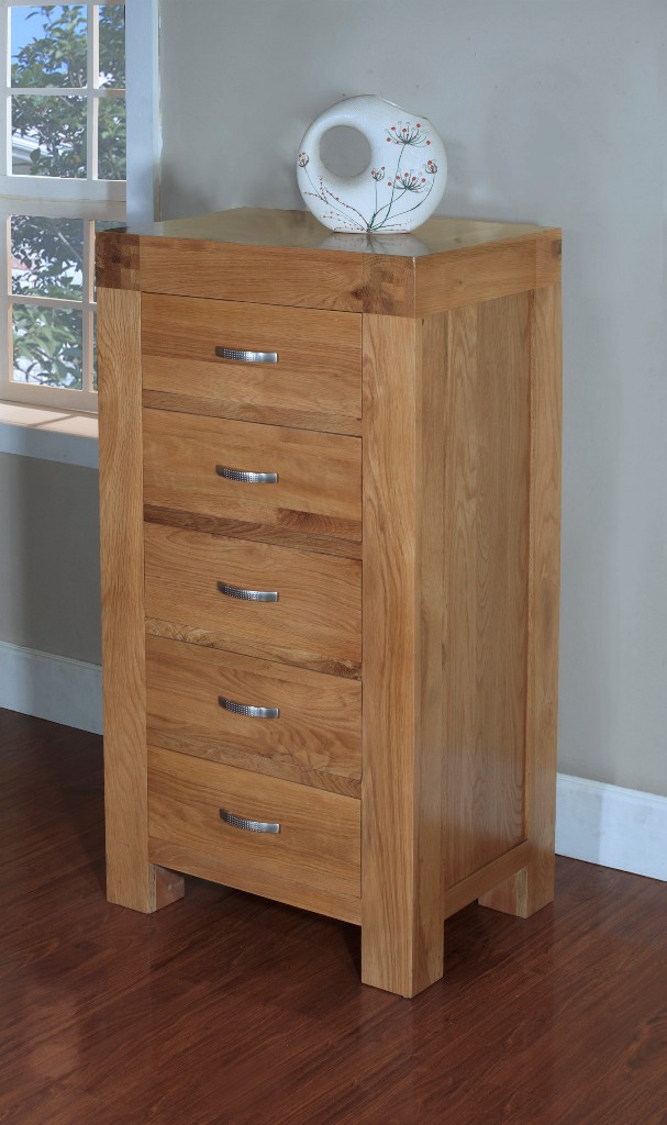 Santana Blonde Oak Chest of Drawers 5 Drawer Wellington - Click Image to Close