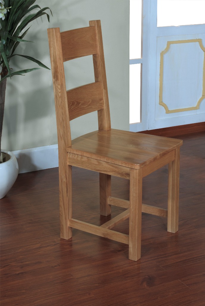 Santana Blonde Oak Dining Chair with Solid Timber Seat (Pair) - Click Image to Close
