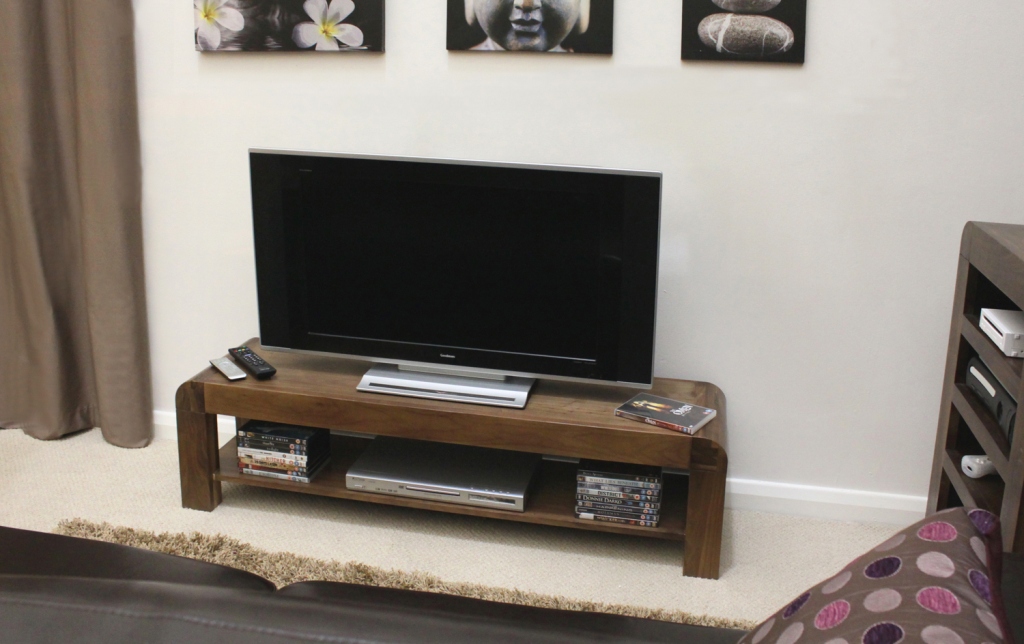 Shiro Walnut Television Cabinet Low - Click Image to Close