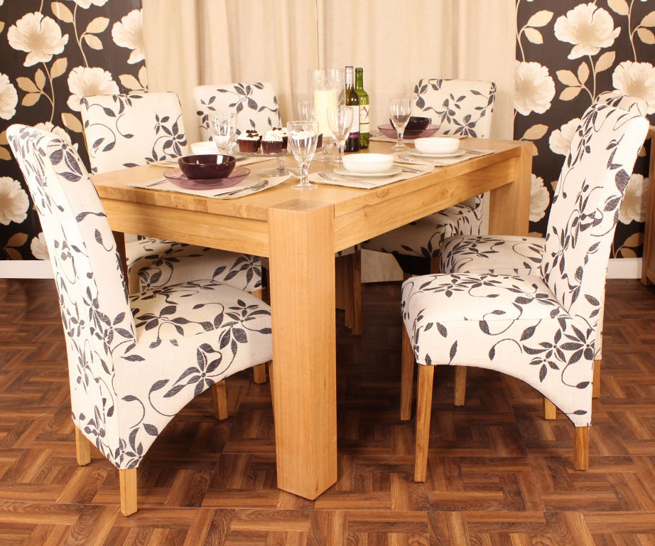 Ashton Oak Dining Table (4-6 Seater) Plus 6 Chairs - Click Image to Close