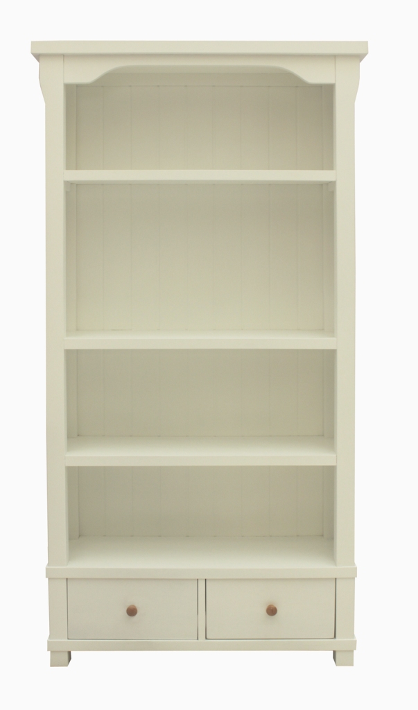 Hampton Painted Large Bookcase with Two Drawers - Click Image to Close