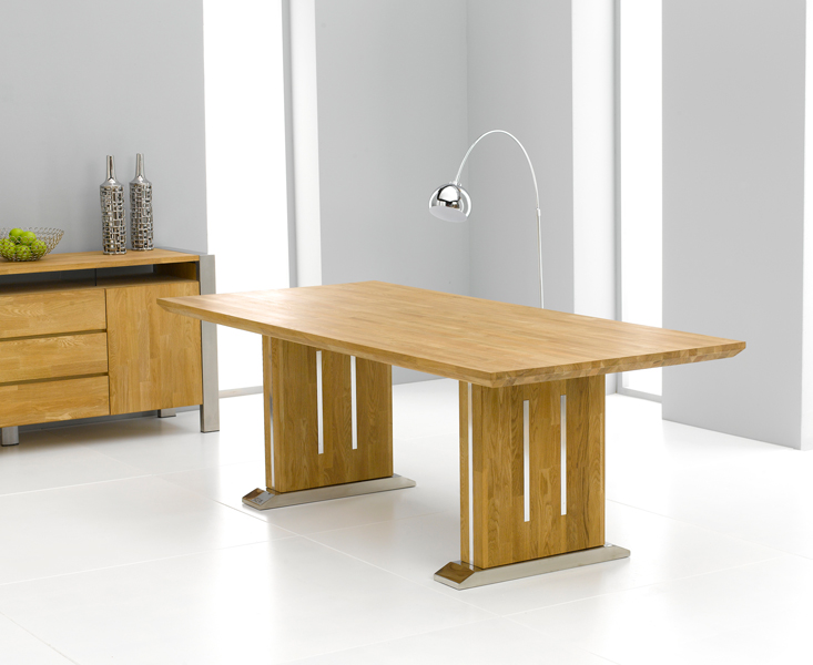Gibraltar Oak And Stainless Dining Table 225cm (Table Only) - Click Image to Close
