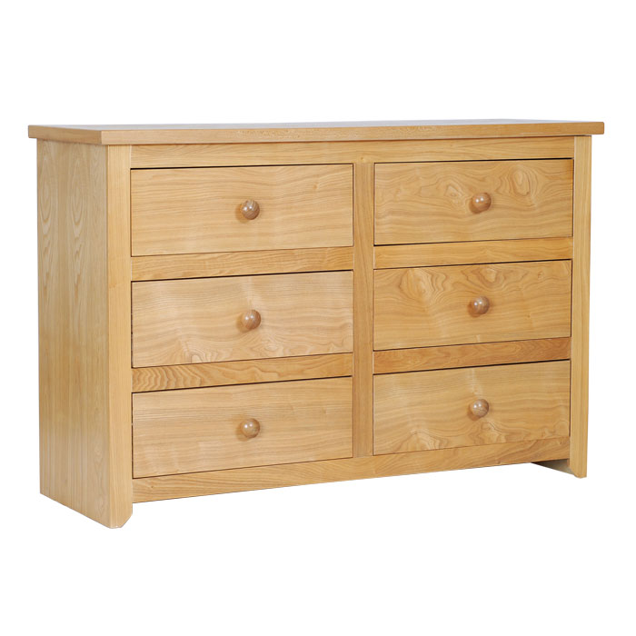 Hamilton Hardwood Chest 3+3 Drawer Wide - Click Image to Close