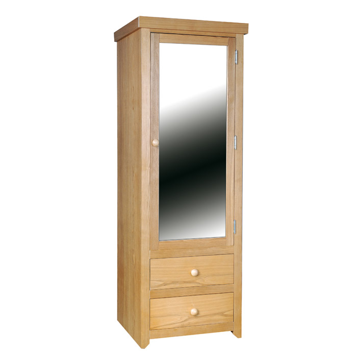 Hamilton Hardwood Wardrobe 1 Door Mirrored - Click Image to Close