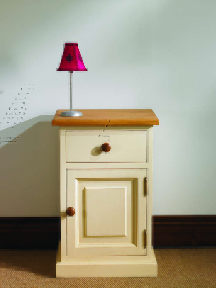 Mottisfont Painted Pine 1 Drawer/1 Door Bedside - Click Image to Close