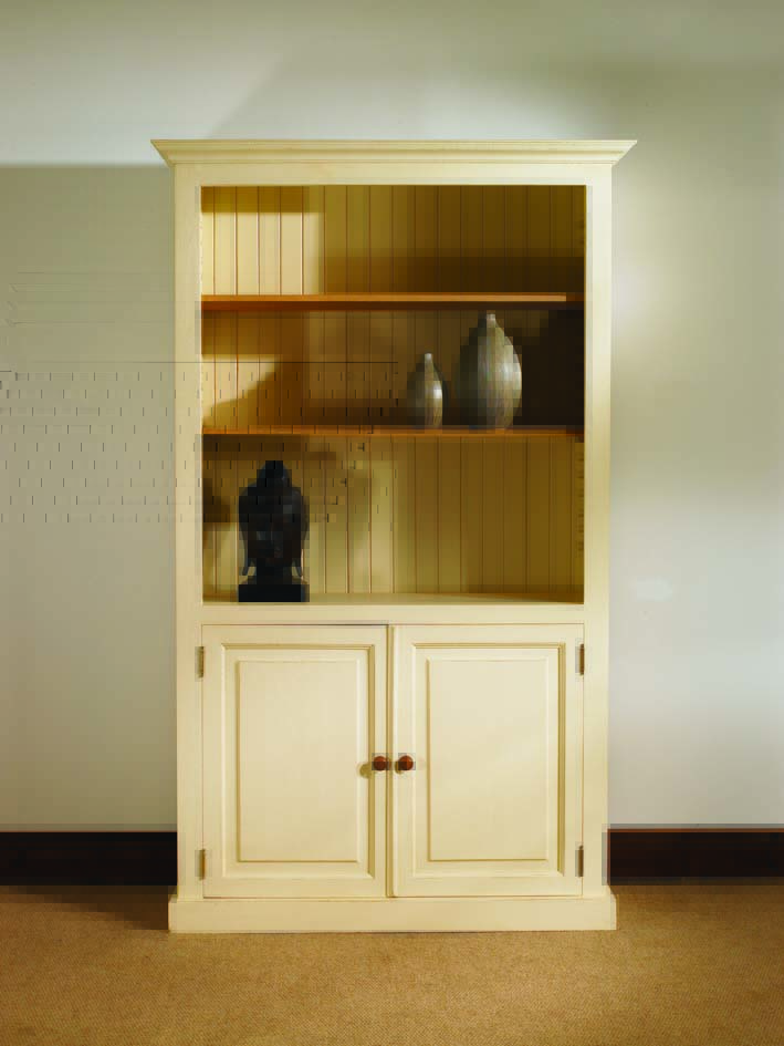 Mottisfont Painted Pine Bookcase with 2 doors - Click Image to Close
