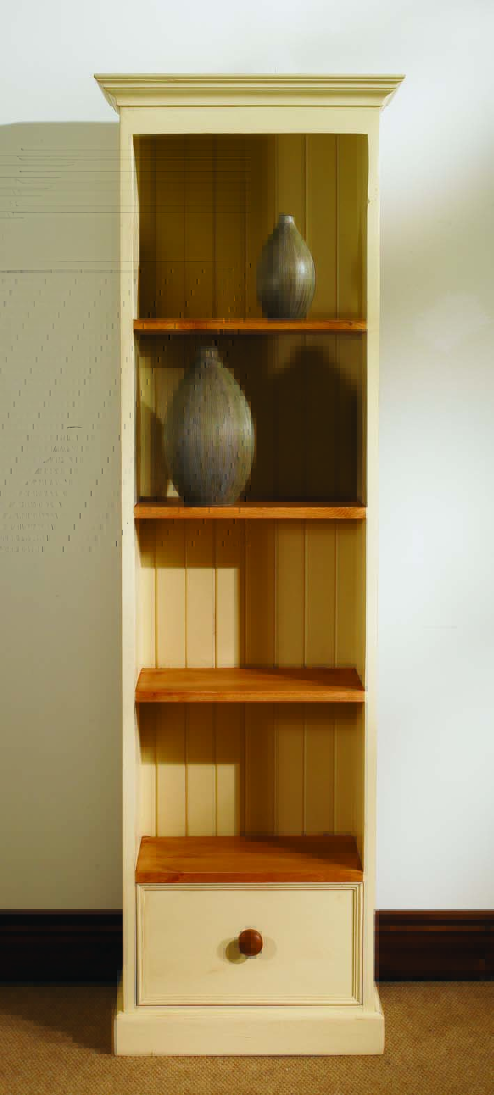 Mottisfont Painted Pine Slim Bookcase - Click Image to Close