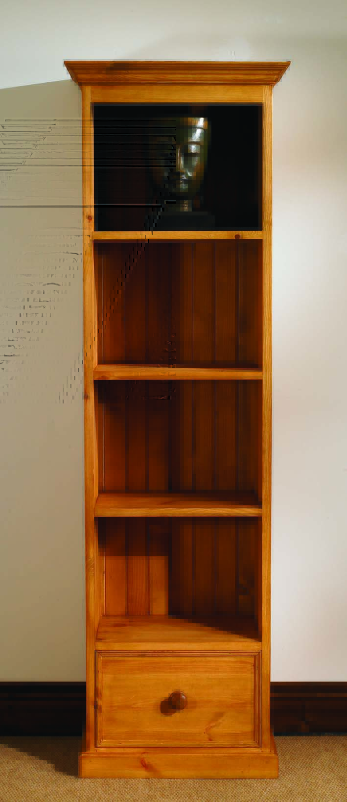Mottisfont Painted Pine Slim Bookcase - Click Image to Close