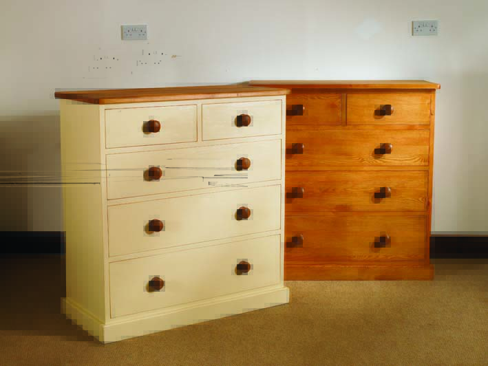 Mottisfont Painted Pine Chest Of Drawers 2 over 3 - Click Image to Close