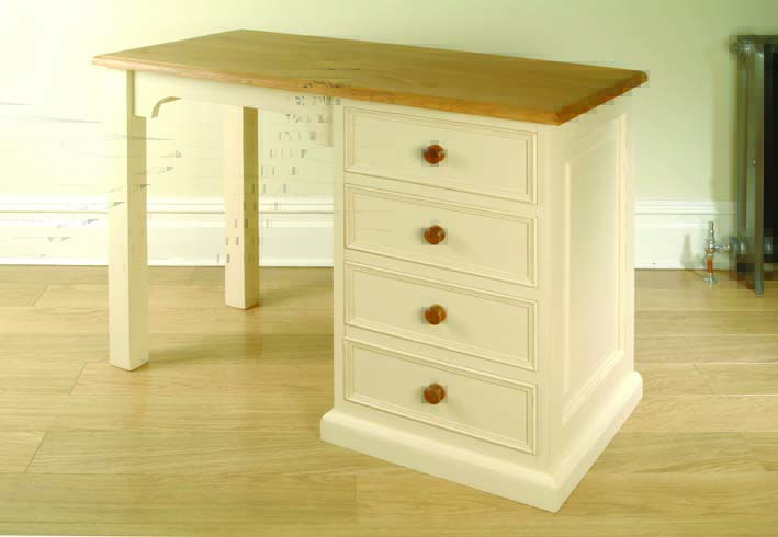 Mottisfont Painted Pine Dressing Table Single Pedestal - Click Image to Close