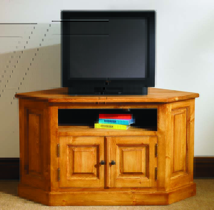 Mottisfont Painted or Waxed Pine Corner TV Unit - Click Image to Close