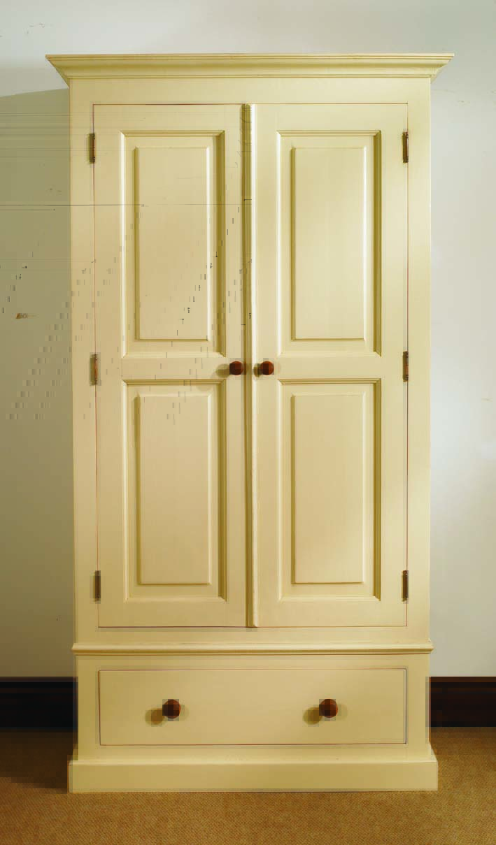 Mottisfont Painted Pine Wardrobe Single with Drawer - Click Image to Close