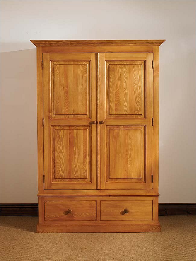 Mottisfont Painted Pine Wardrobe Double with Drawers - Click Image to Close