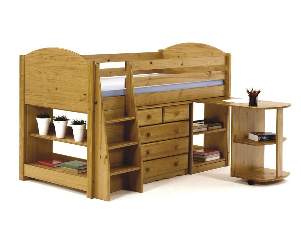 Valencia Pine Antique Midsleeper Bed - Click Image to Close