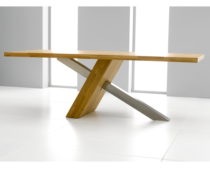 Monterrey Oak And Stainless Dining Table 180cm (Table Only) - Click Image to Close