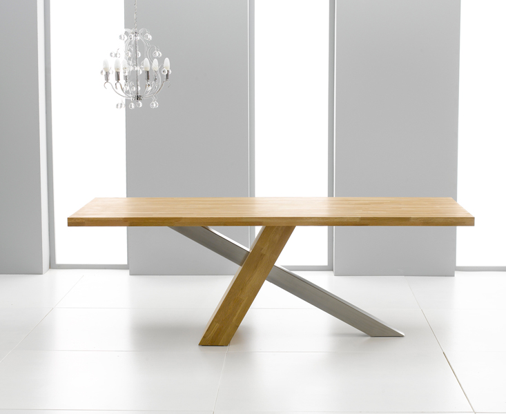 Monterrey Oak And Stainless Dining Table 225cm (Table Only) - Click Image to Close