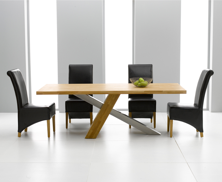 Monterrey Oak And Stainless Dining Table 225cm (Table Only) - Click Image to Close
