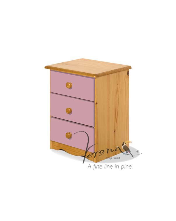Verona Pink Pine Bedside 4 Drawer - Click Image to Close