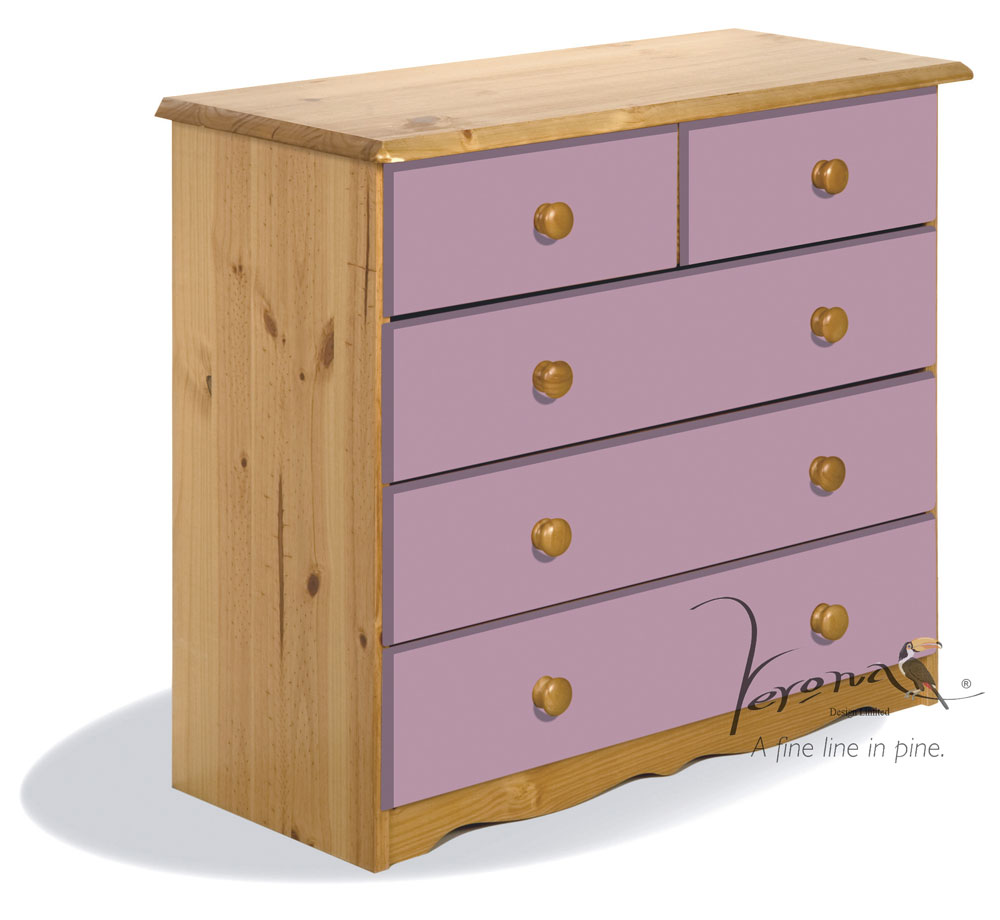 Verona Pink Pine Chest 3+2 Drawer - Click Image to Close