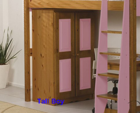 Verona Pink Pine Wardrobe Tall Boy With Drawers - Click Image to Close