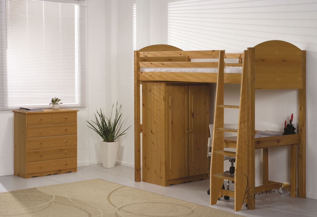 Valencia Pine Antique High Sleeper Bed Set 1 - Click Image to Close