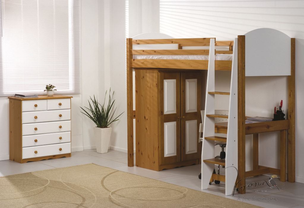 Valencia Pine White High Sleeper Bed Set 2 - Click Image to Close