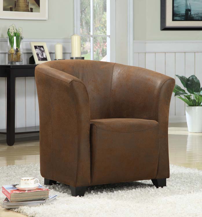 Seattle Tub Chair - Brown Rub Through Leather - Single - Click Image to Close