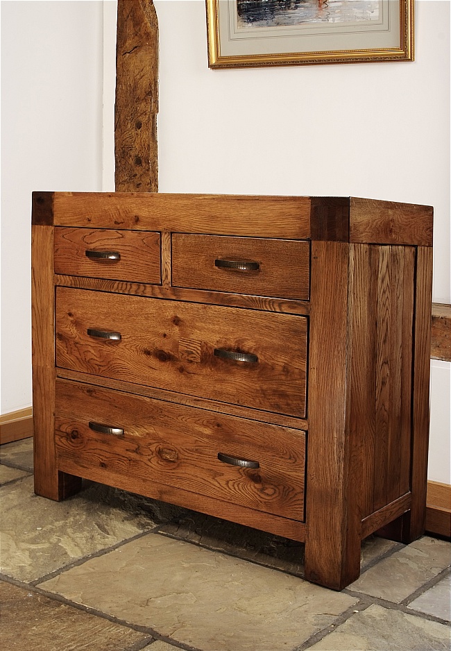 Santana Reclaimed Oak 2 Over 2 Chest Of Drawers - Click Image to Close