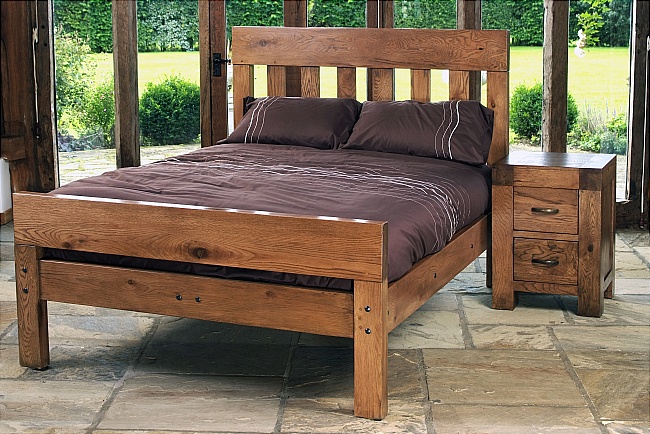 Santana Reclaimed Oak 4ft 6in Double Bed - Click Image to Close