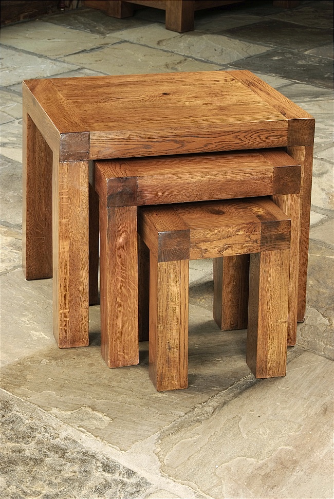 Santana Reclaimed Oak Nest Of Tables - Click Image to Close