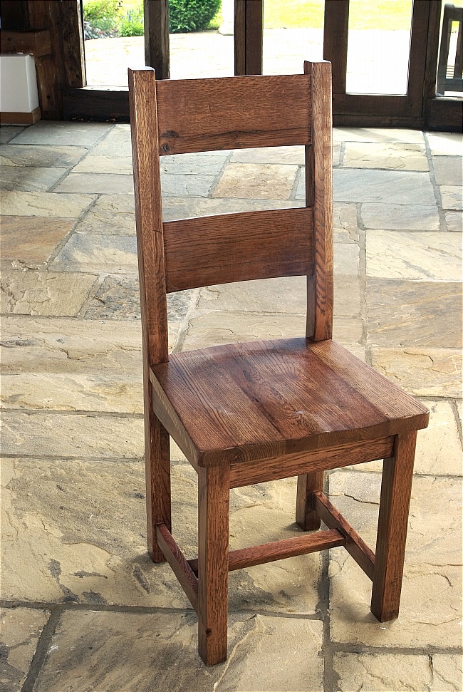 Santana Reclaimed Oak Dining Chair With Solid Seat (Pair) - Click Image to Close