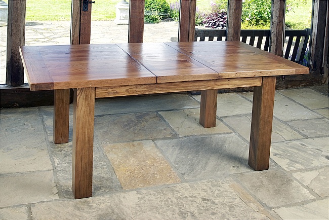 Santana Reclaimed Oak Extending Dining Table Small - Click Image to Close