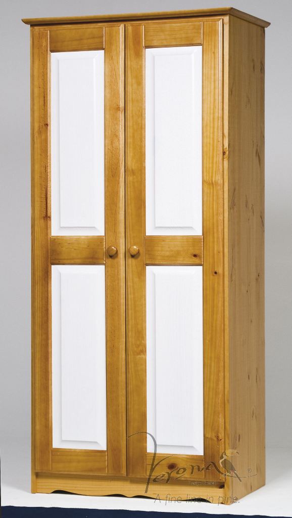 Verona White Pine Wardrobe 2 Door - Click Image to Close