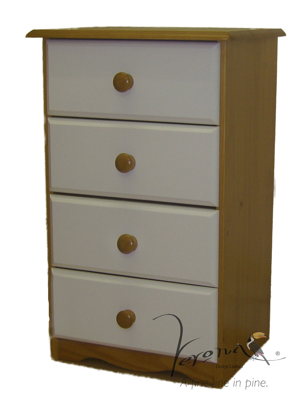 Verona White Pine Bedside 4 Drawer - Click Image to Close