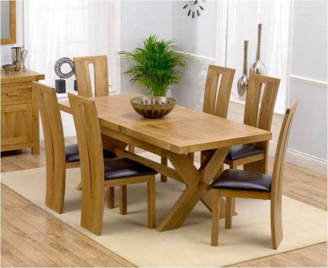 Antwerp Oak Extending Dining Table 160cm + 6 Arizona Lthr Chairs - Click Image to Close