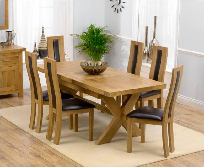 Antwerp Oak Extending Dining Table 160cm + 6 Toronto Lthr Chairs - Click Image to Close