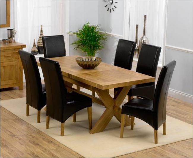 Antwerp Oak Extending Dining Table 160cm + 6 Roma Leather Chairs - Click Image to Close