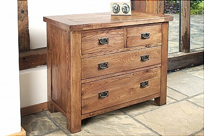 Brooklyn Reclaimed Oak Chest Of Drawers 2 Over 2 - Click Image to Close