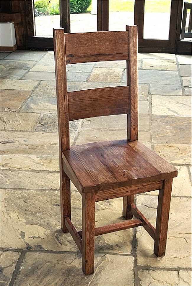 Brooklyn Reclaimed Oak Dining Chair Solid Seat (Pair) - Click Image to Close