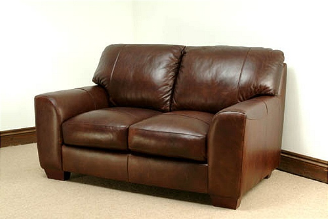 Eaton Leather Sofa - 2 Seater - Brown Analine Leather - Click Image to Close