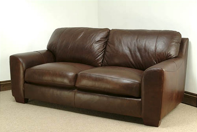 Eaton Leather Sofa - 3 Seater - Brown Analine Leather - Click Image to Close